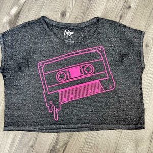 Tokyo Darling‎ Cropped Women’s Shirt with hot Pink Cassette Tape Size XL